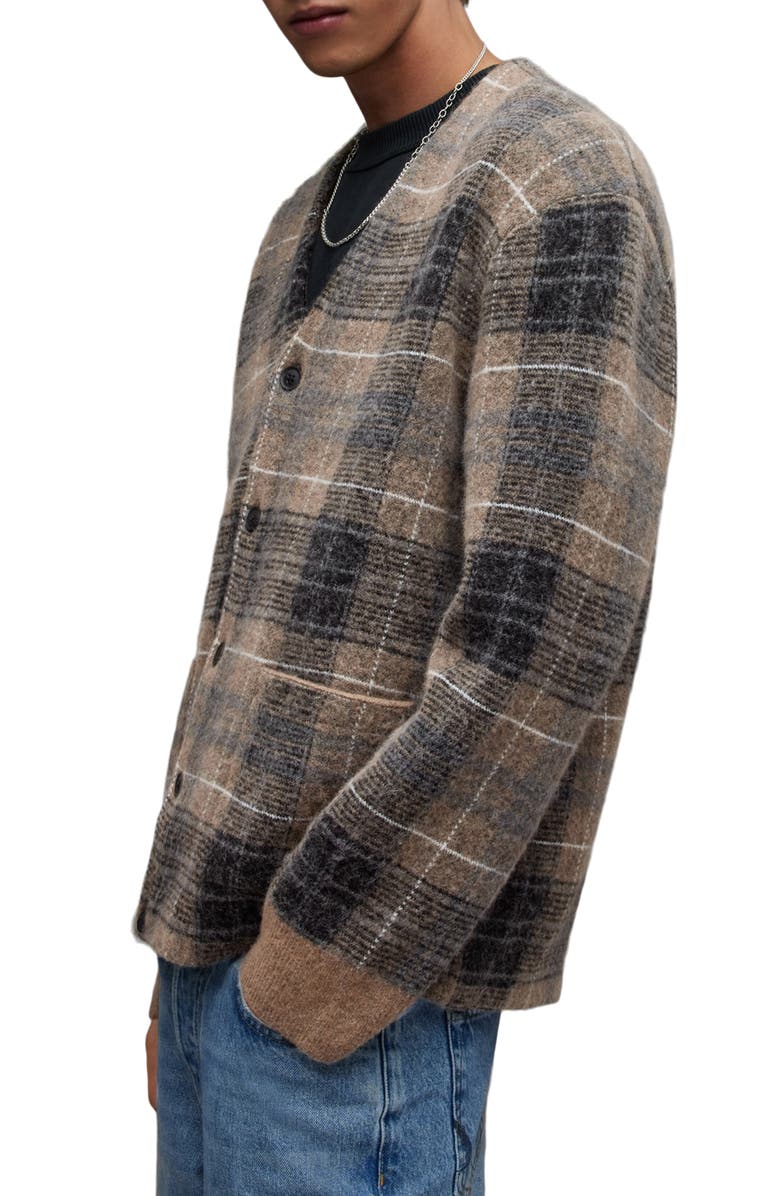 AllSaints Aldrin Plaid Cardigan, Alternate, color, 
