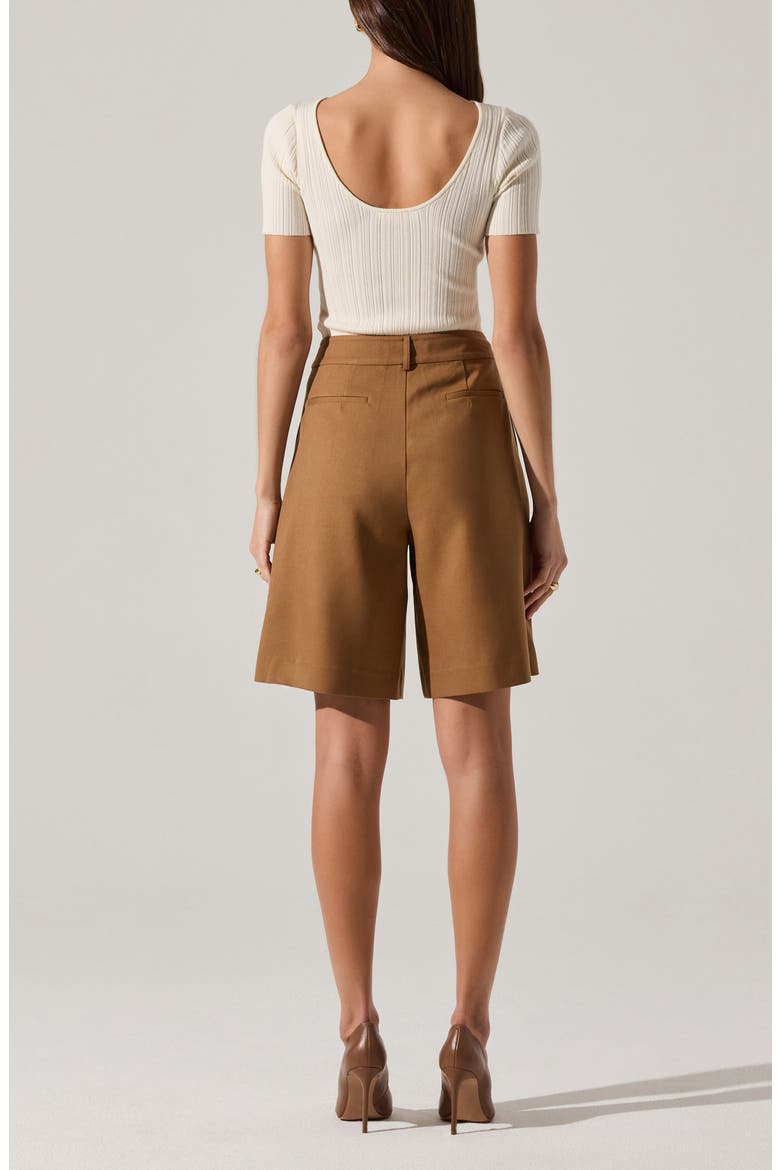 Quillie Pleated Bermuda Shorts, Alternate, color, DARK KHAKI