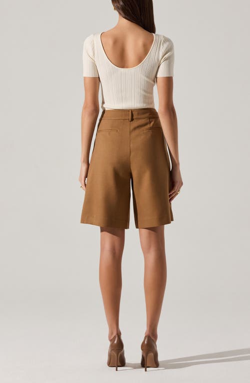 Astr The Label Quillie Pleated Bermuda Shorts In Brown