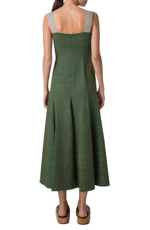 AKRIS PUNTO AKRIS PUNTO SQUARE NECK SLEEVELESS SILK & COTTON MIDI DRESS