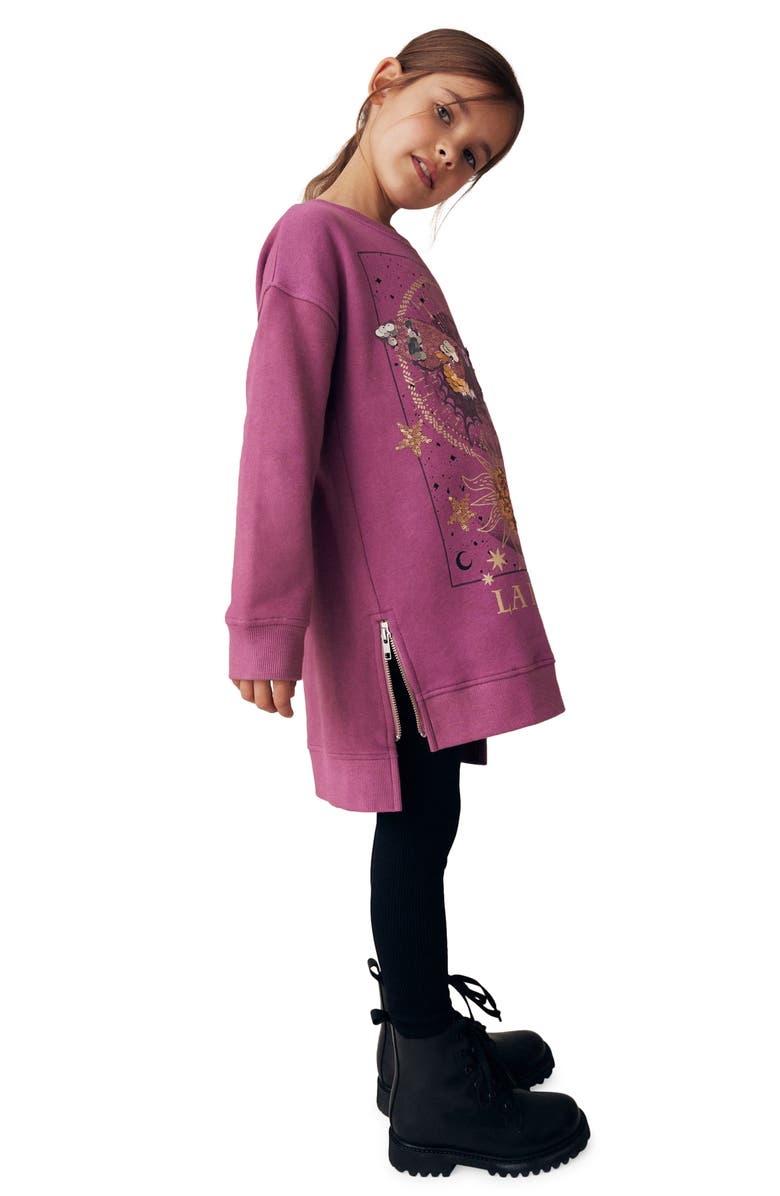 NEXT Kids' Butterfly Long Sleeve Cotton Blend Sweatshirt Tunic, Alternate, color,