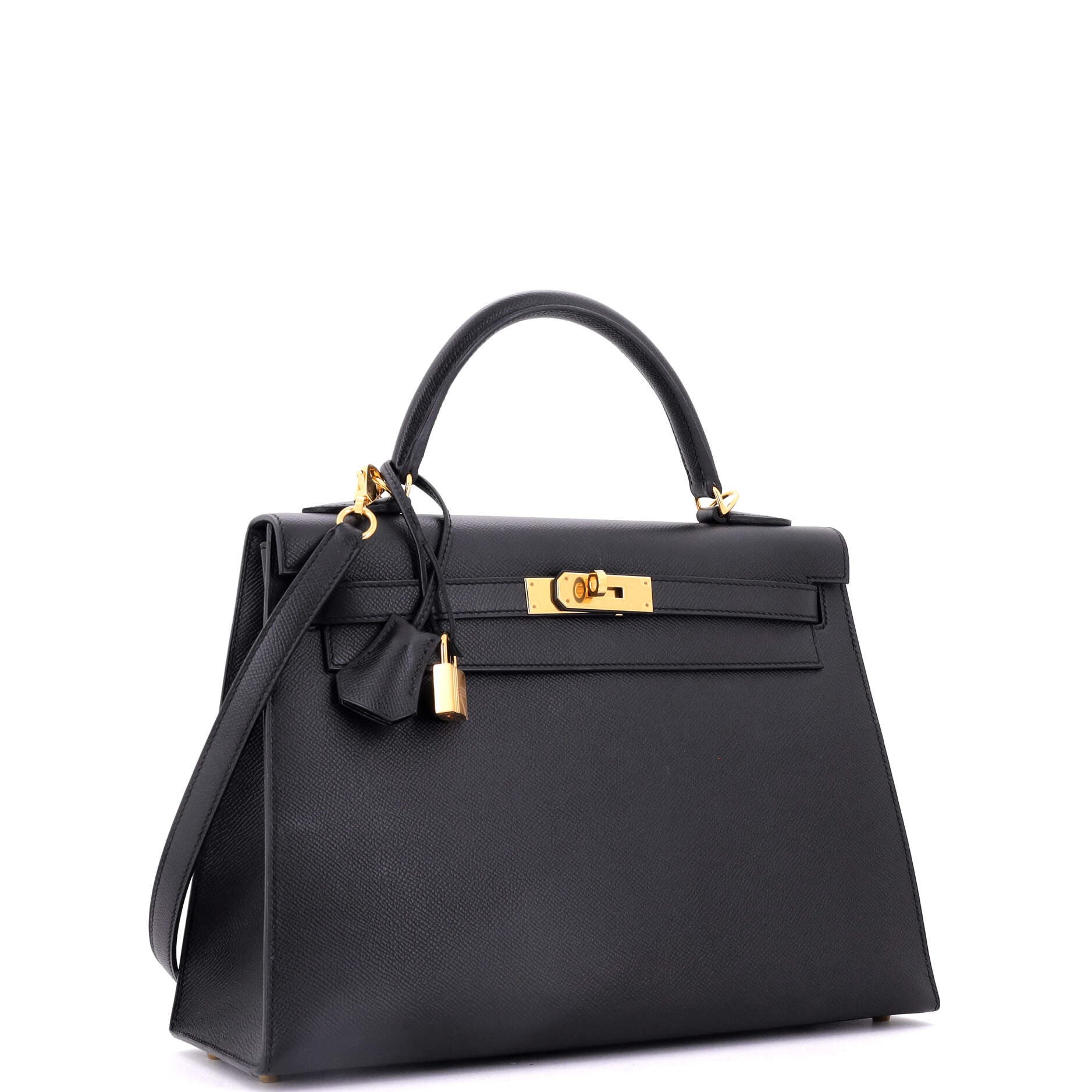 Pre-Owned Hermes Kelly Handbag Black Epsom with Gold Hardware 32, Alternate, color, 