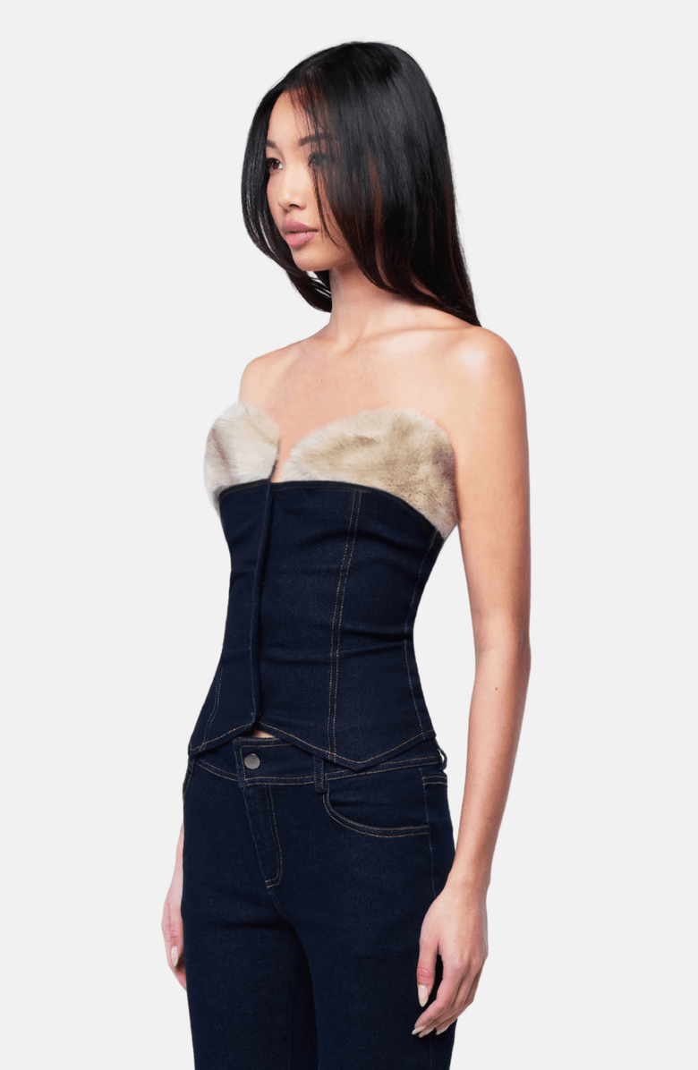 OW Collection DESI Corset Top, Alternate, color, Dark Wash