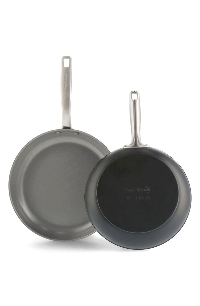 GreenPan Chatham Hard Anodized Set of 2 Fry Pans, Alternate, color, Grey