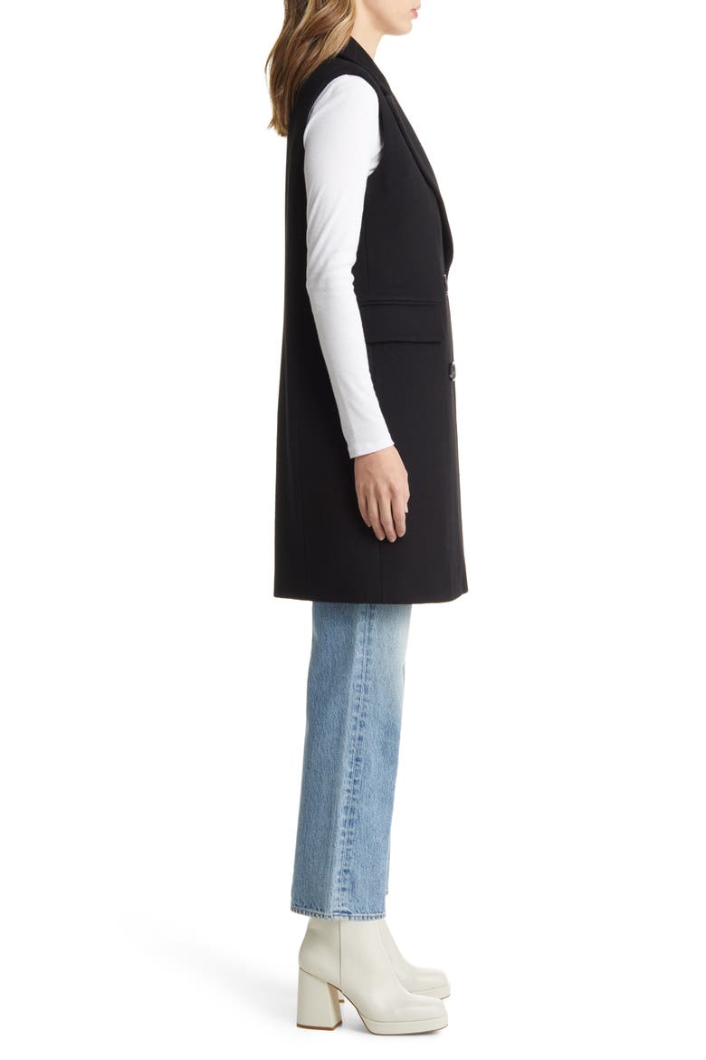 Tailored Wool Blend Long Vest, Alternate, color, BLACK