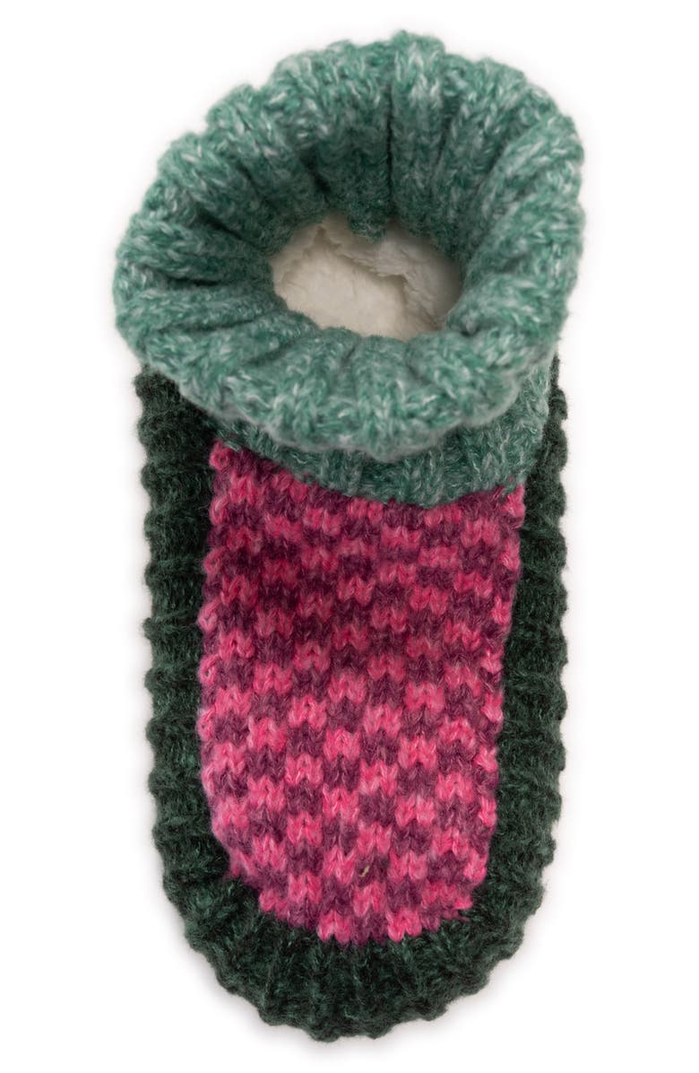 MUK LUKS Slipper Socks, Alternate, color, Green- Pink