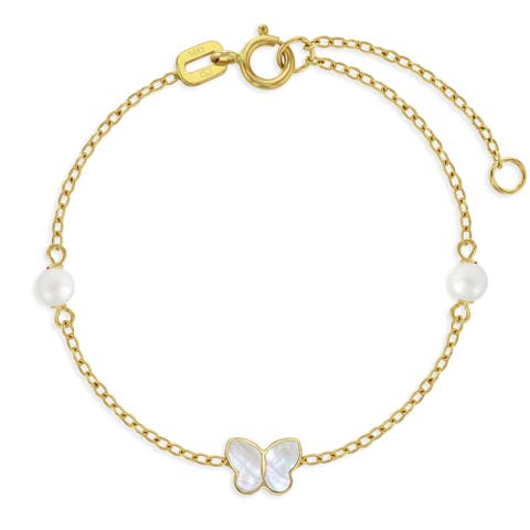 14k Mother of Pearl Butterfly Girls Bracelet