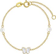 In Season Jewelry 14k Mother of Pearl Butterfly Girls Bracelet