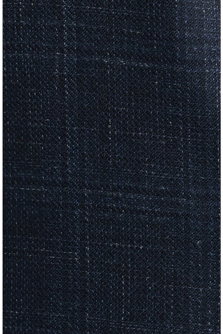 Kei Trim Fit Shadow Plaid Wool, Silk & Linen Sport Coat, Alternate, color, NAVY