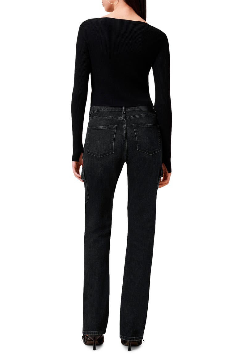 Hollis Cargo Bootcut Jeans, Alternate, color, WASHED BLACK