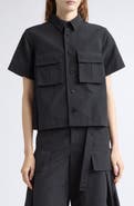 Sacai Grosgrain Bonded Nylon Twill Short Sleeve Shirt