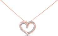 Haus of Brilliance 14K Rose Gold Plated Sterling Silver 1/2 Cttw Diamond Open Heart Pendant Necklace