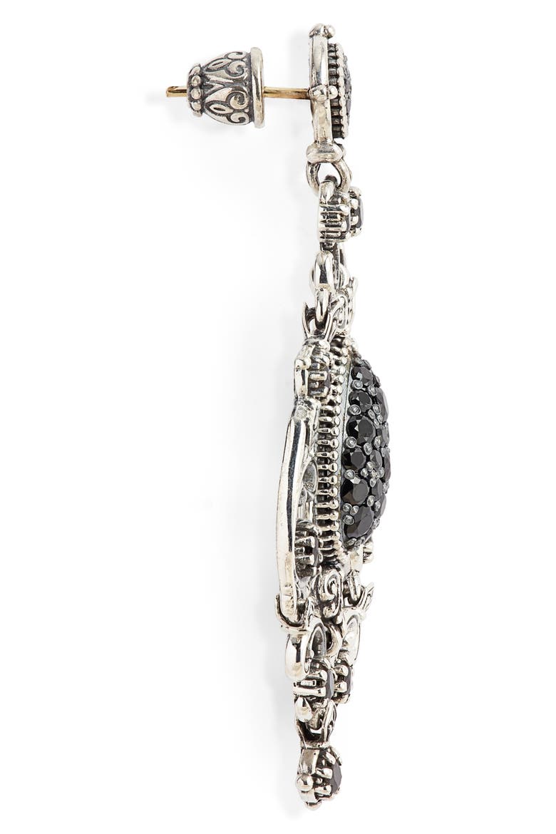 Circe Black Spinel Chandelier Earrings, Alternate, color, SILVER