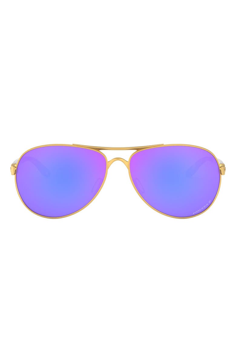 Oakley 59mm Polarized Aviator Sunglasses, Main, color, Satin Gold/ Prizm Violet