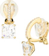 Nadri Modern Love Cushion Drop Clip-On Earrings