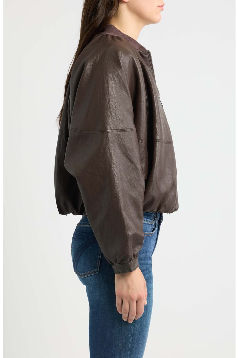 Faux Leather Jacket, Alternate, color, BROWN