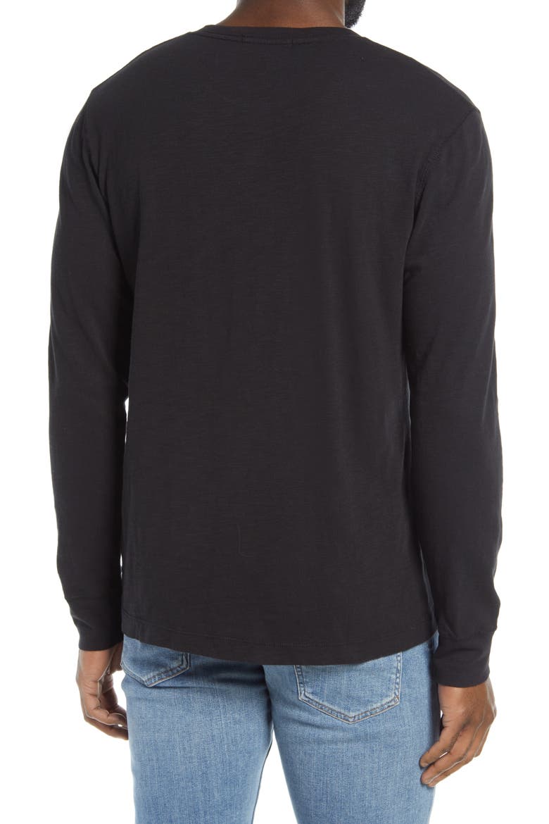 Long Sleeve Slub Henley, Alternate, color, BLACK