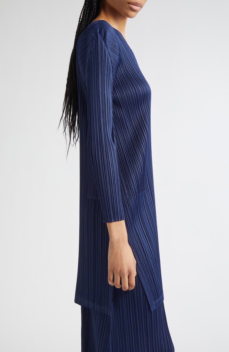 Pleats Please Issey Miyake Monthly Colors February Pleated Long Sleeve Minidress, Alternate, color, Navy