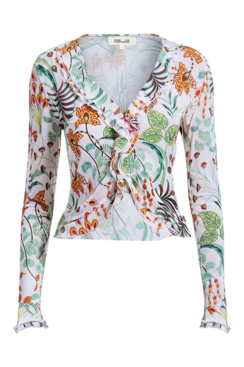 Fern Botanical Ruffle Trim Crop Top, Alternate, color, MIRAGEVINE WHITE