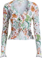 Diane von Furstenberg Fern Botanical Ruffle Trim Crop Top