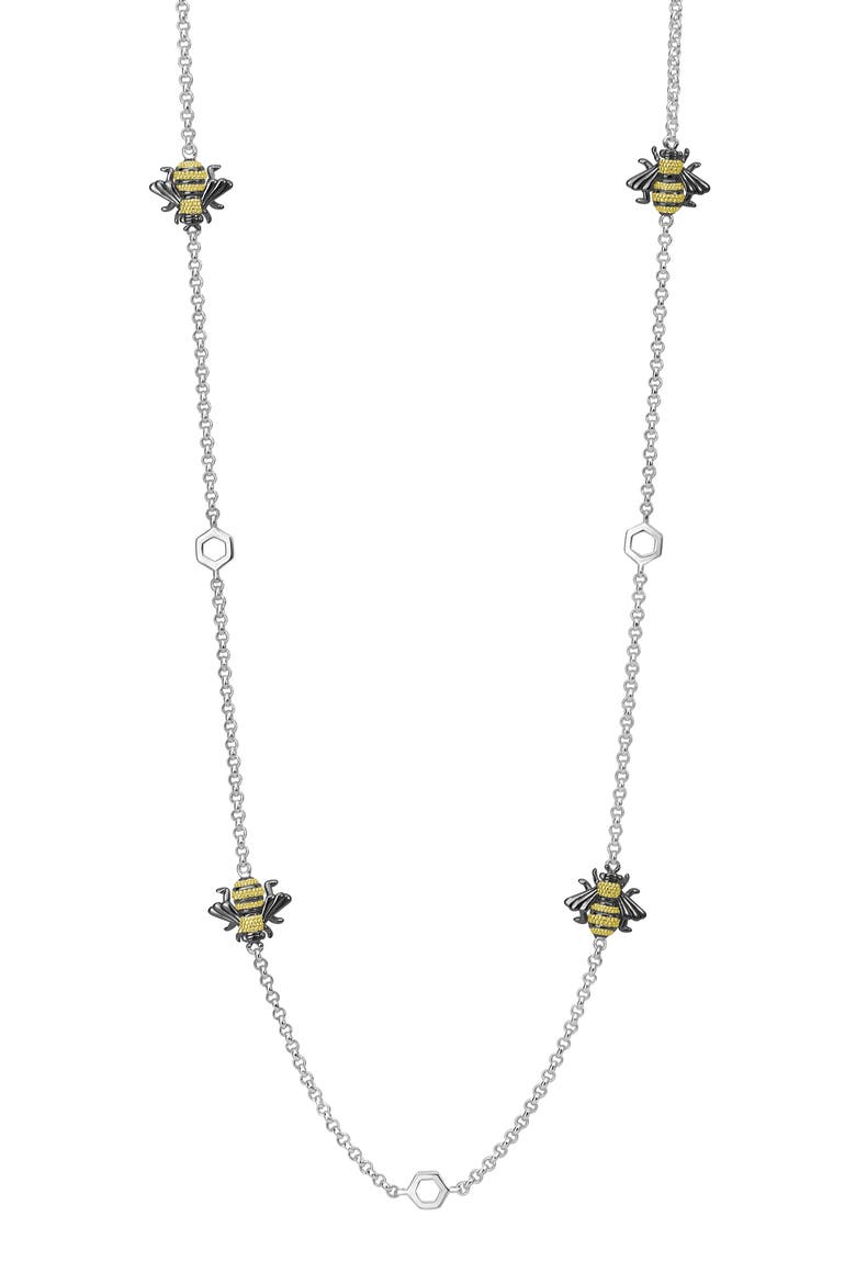 Rare Wonders - Honeybee Station Long Necklace, Main, color, SILVER/ GOLD