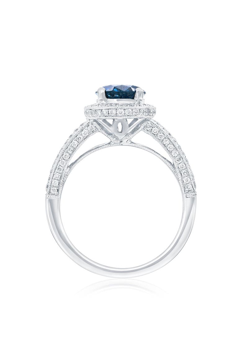14K White Gold 1.48ct Blue Diamond & 0.64cttw Diamond Ring, Alternate, color, White Gold