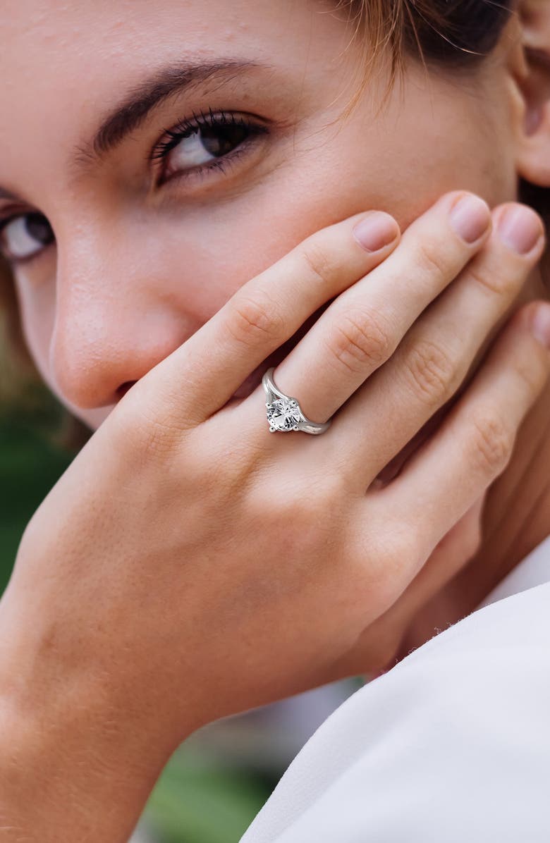 DELMAR Created White Sapphire Solitaire Ring, Alternate, color, Silver