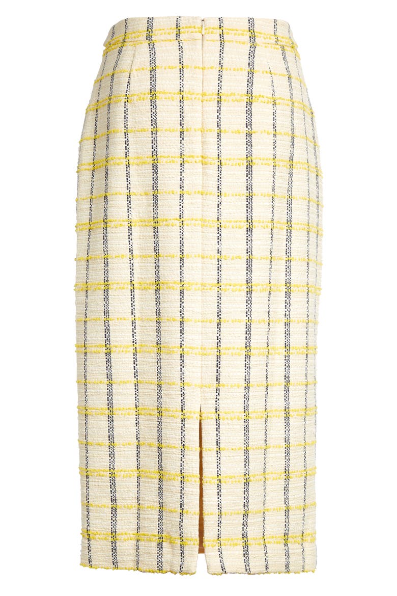 Plaid Tweed Pencil Skirt, Alternate, color, IVORY- NAVY TWEED