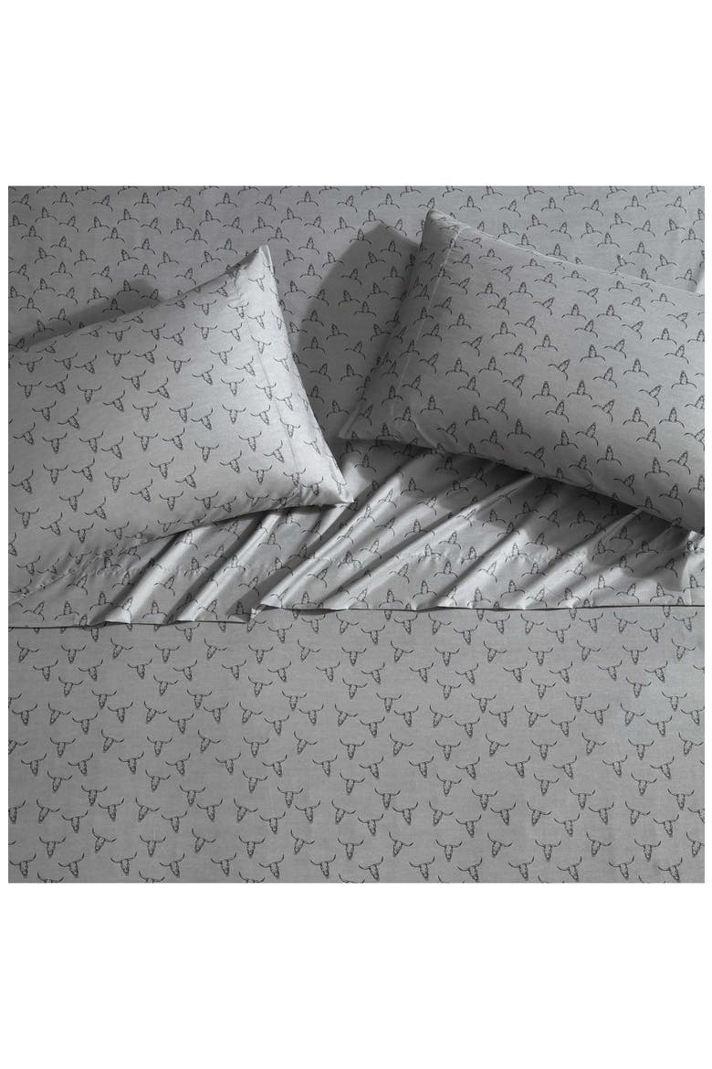 Steer Skulls Sheet Set, Alternate, color, DARK GREY