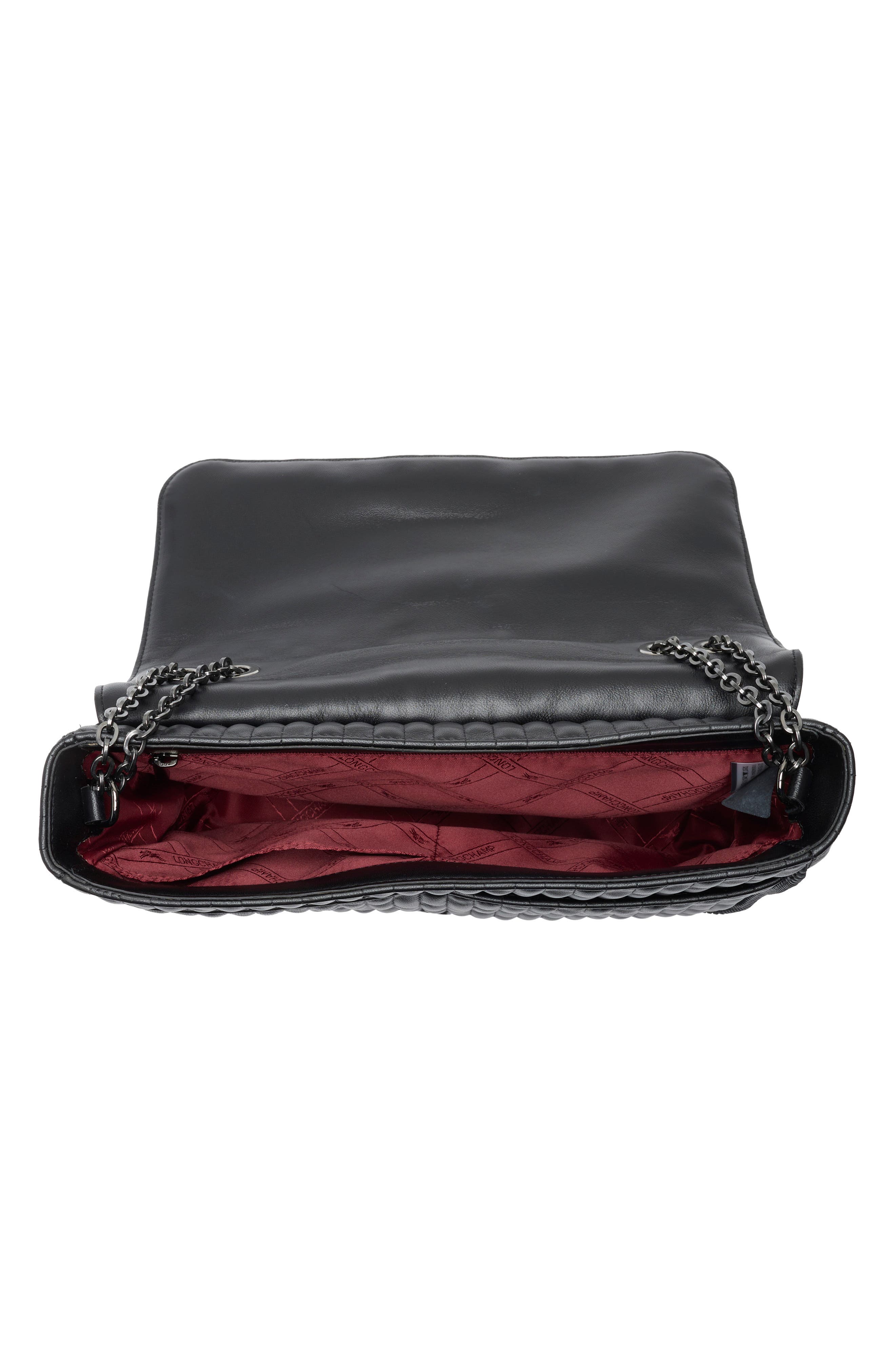 Longchamp Amazn Large Leather Shoulder Bag, Alternate, color, Black