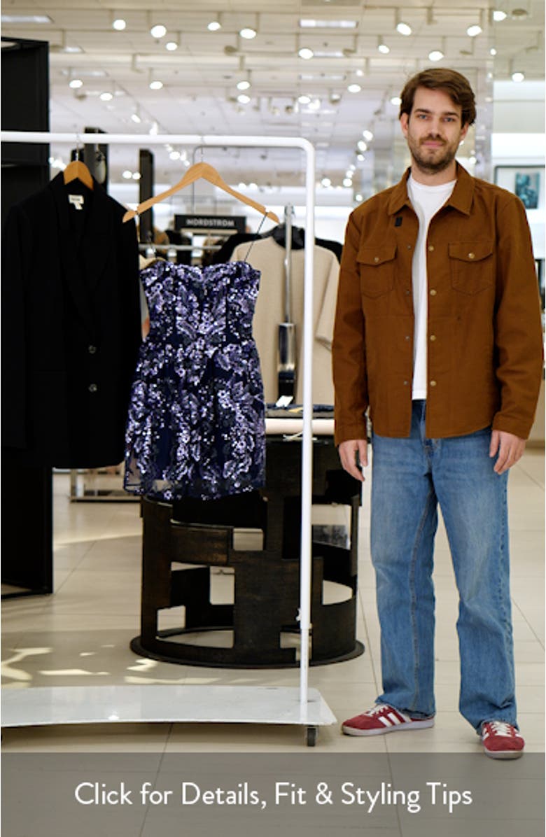 Sasha Sequin & Beaded Floral Strapless Fit & Flare Minidress, sales video thumbnail