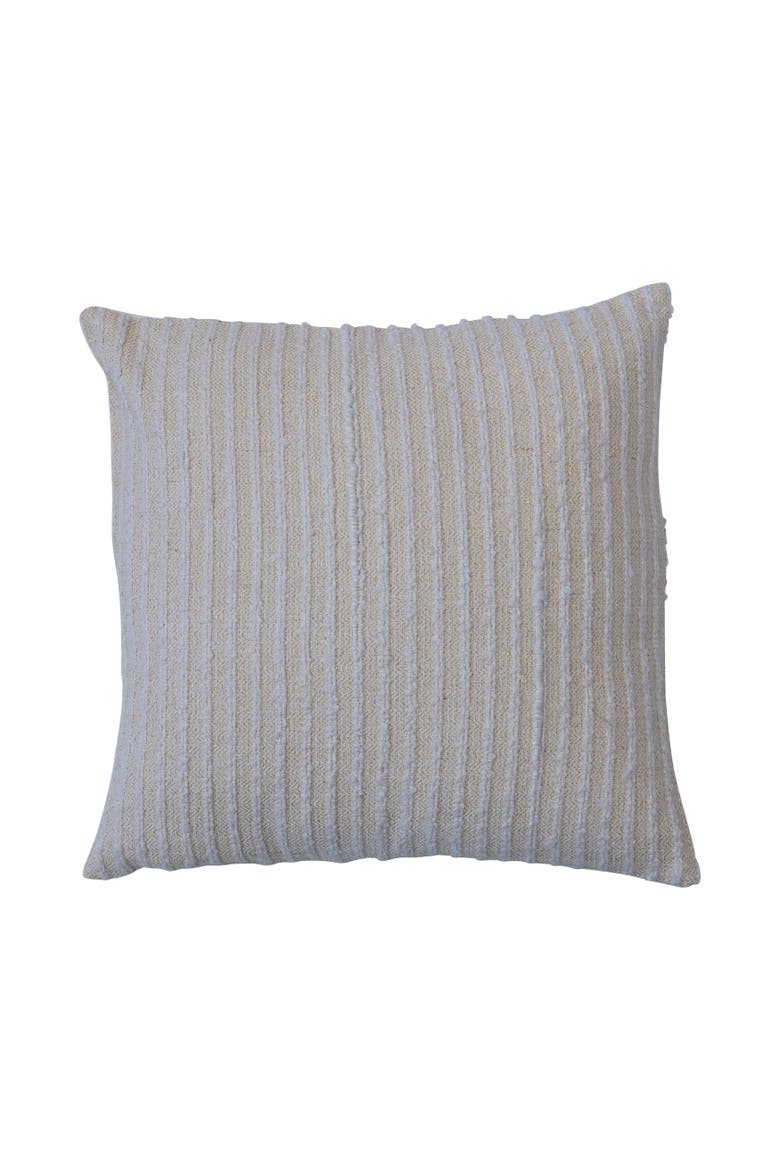 Cotton & Acrylic Pillow with Stripes & Gold Thread, Beige & White, Main, color, Gold & Beige