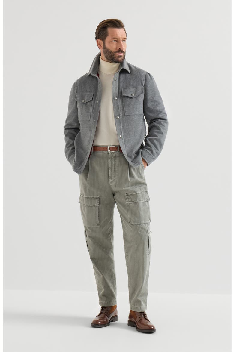 Lightweight virgin wool cloth shirt-style outerwear jacket, Alternate, color, Grey