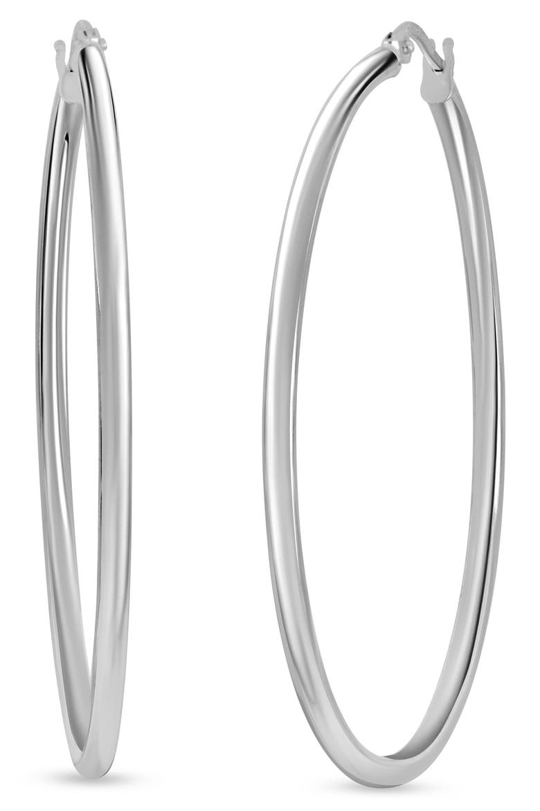 14K Gold Hoop Earrings (Online Trunk Show), Alternate, color, 14KW