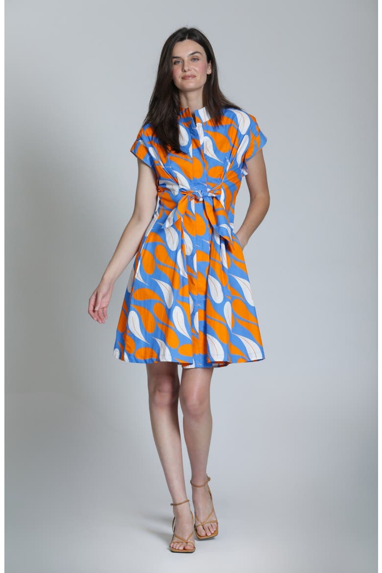 Floral Print Belted A-Line Dress, Alternate, color, ORANGE MULTI