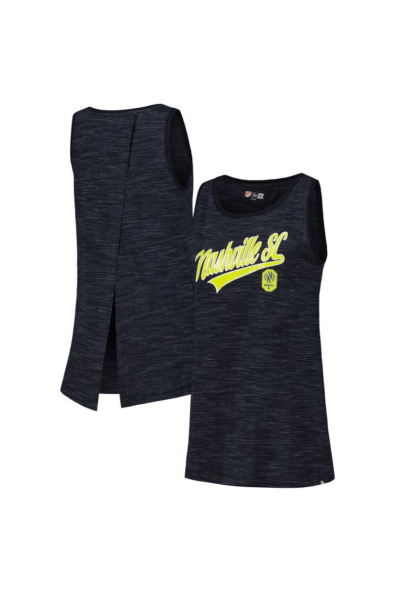 Women's 5th & Ocean by New Era Navy Nashville SC Athletic Cross Back Tank Top, Alternate, color, Navy