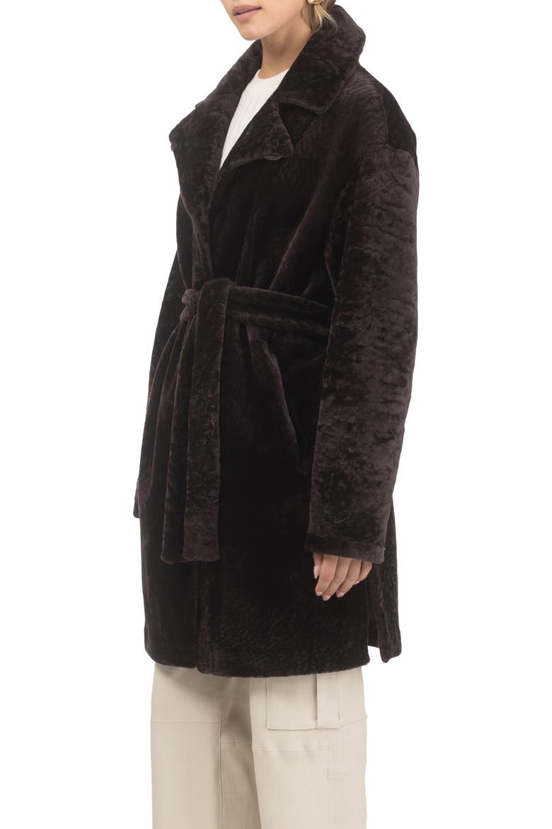 Reversible Textured Genuine Shearling Stroller, Belt, Alternate, color, BROWN/BROWN