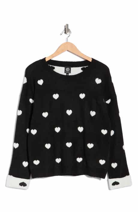 Bobeau Scattered Heart Pullover Sweater