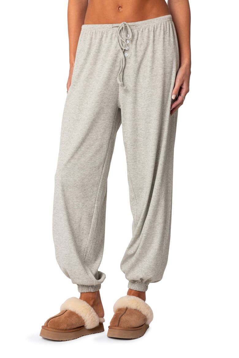 Rosanna Tie Waist Waffle Sweatpants, Main, color, GRAY-MELANGE