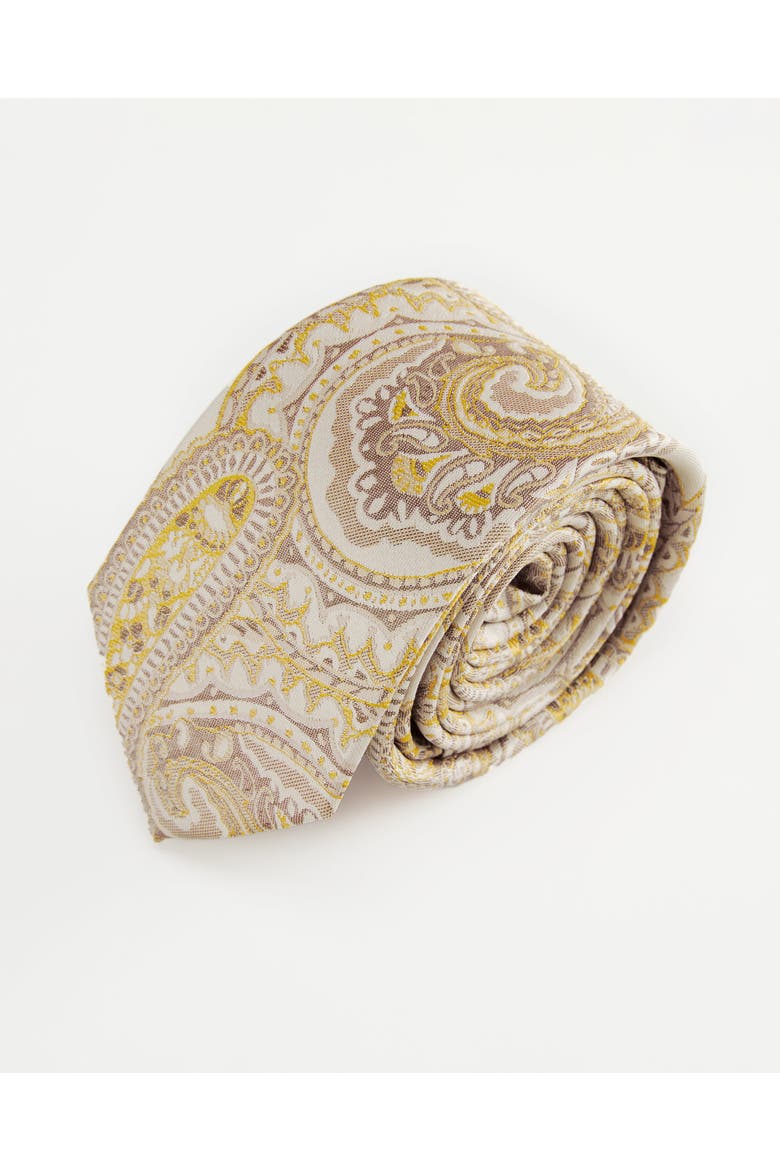 Paisley Silk Jacquard Tie, Main, color, Latte