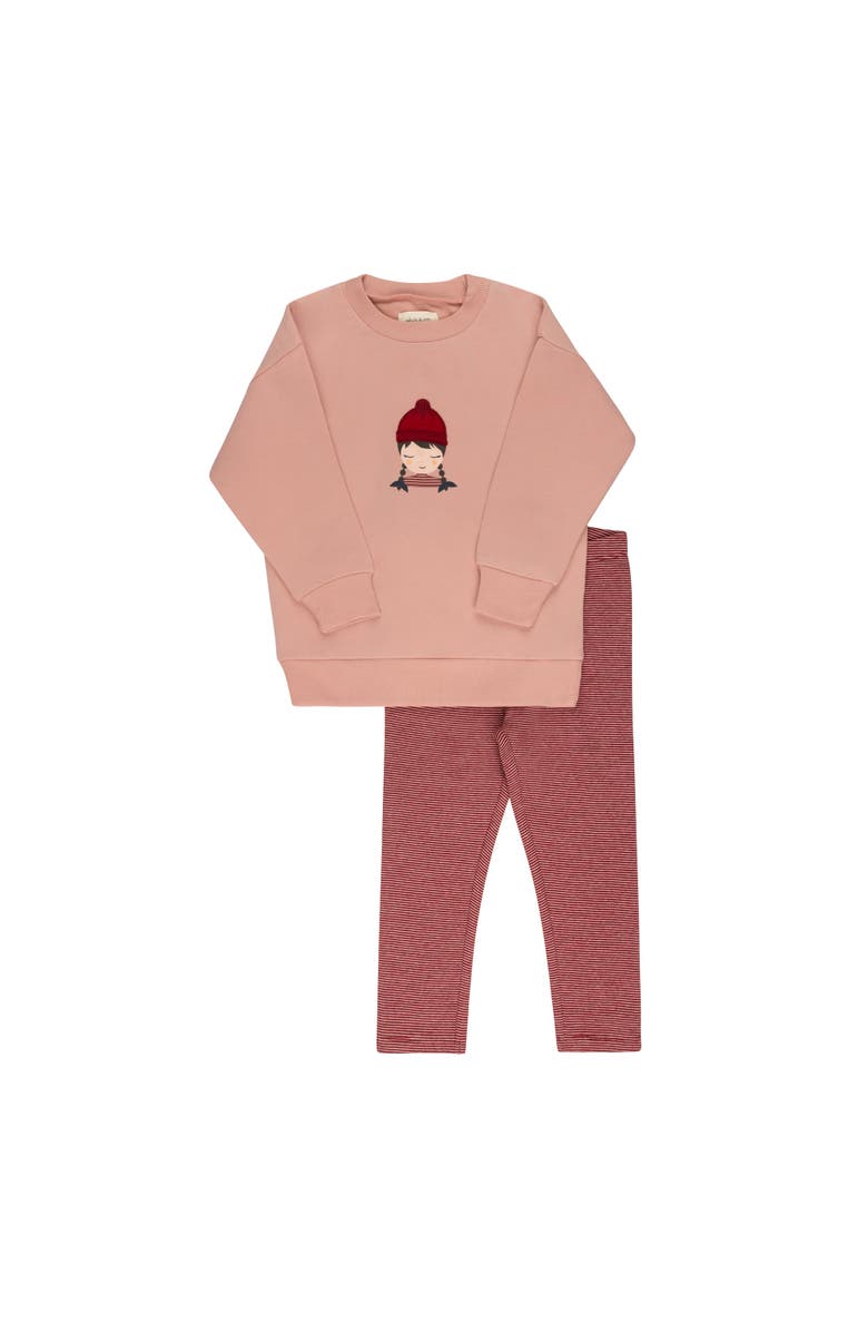 Ely's & Co. French Terry Autumn Kids Collection - Sweatshirt and Leggings, Main, color, Pink