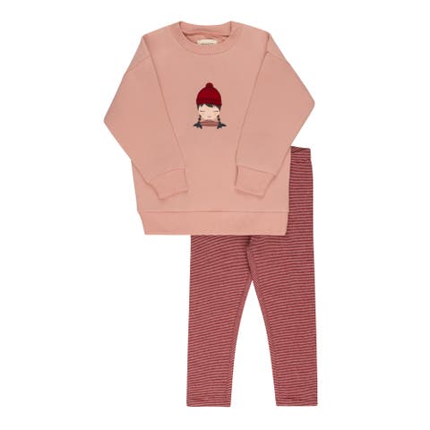 French Terry Autumn Kids Collection - Sweatshirt and Leggings (Toddler, Little Kid & Big Kid)