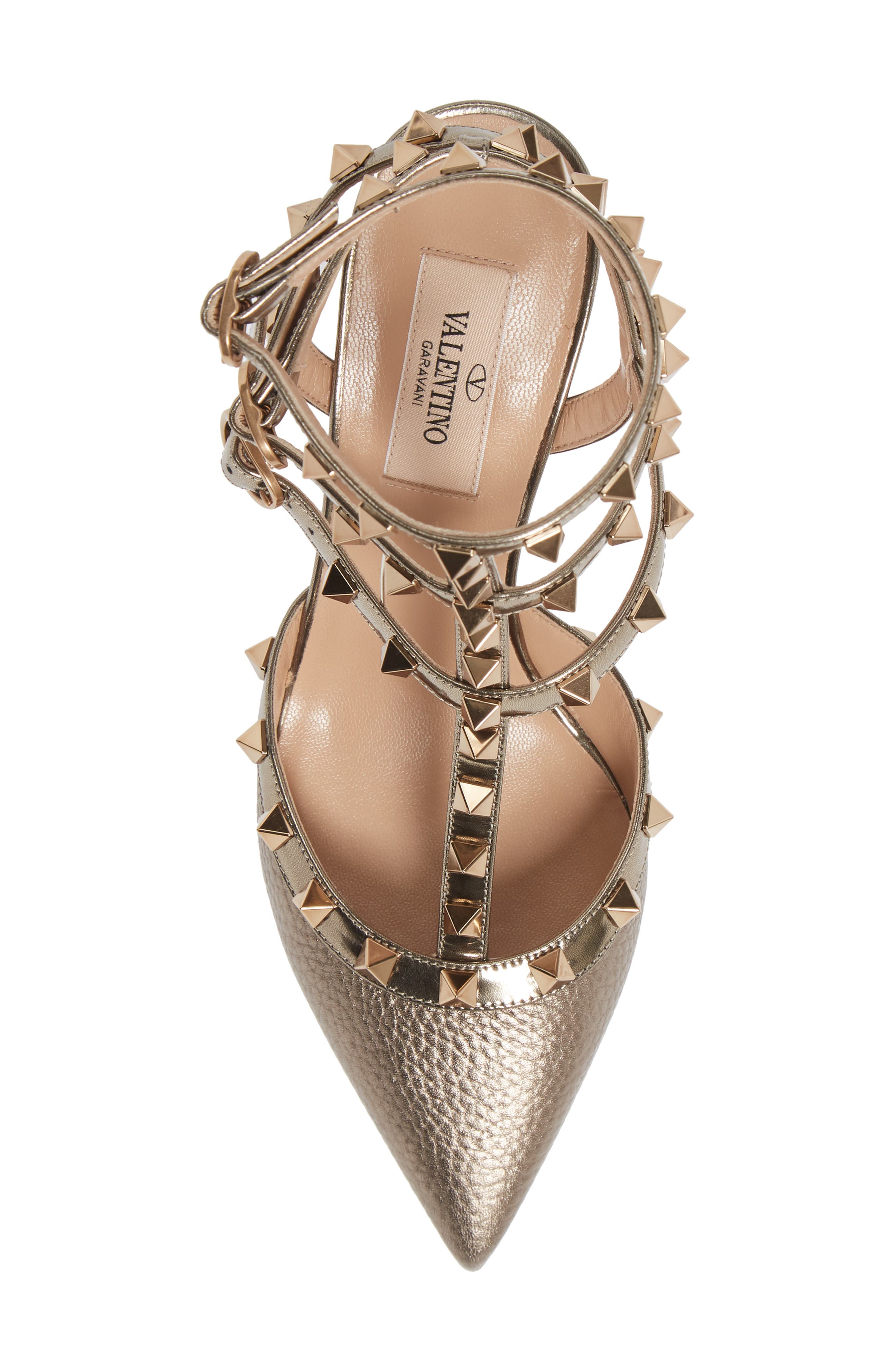 Valentino Garavani Rockstud T-Strap Pointed Top Pump, Alternate, color, 