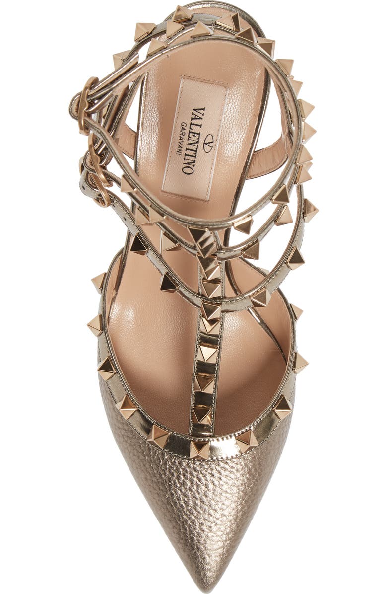 Valentino Garavani Rockstud T-Strap Pointed Top Pump, Alternate, color,