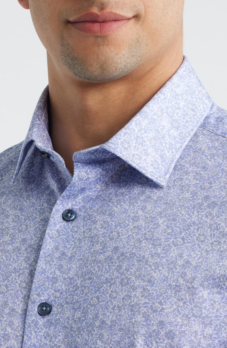 Bugatchi Miles OoohCotton<sup>®</sup> Floral Short Sleeve Button-Up Shirt, Alternate, color, Orchid