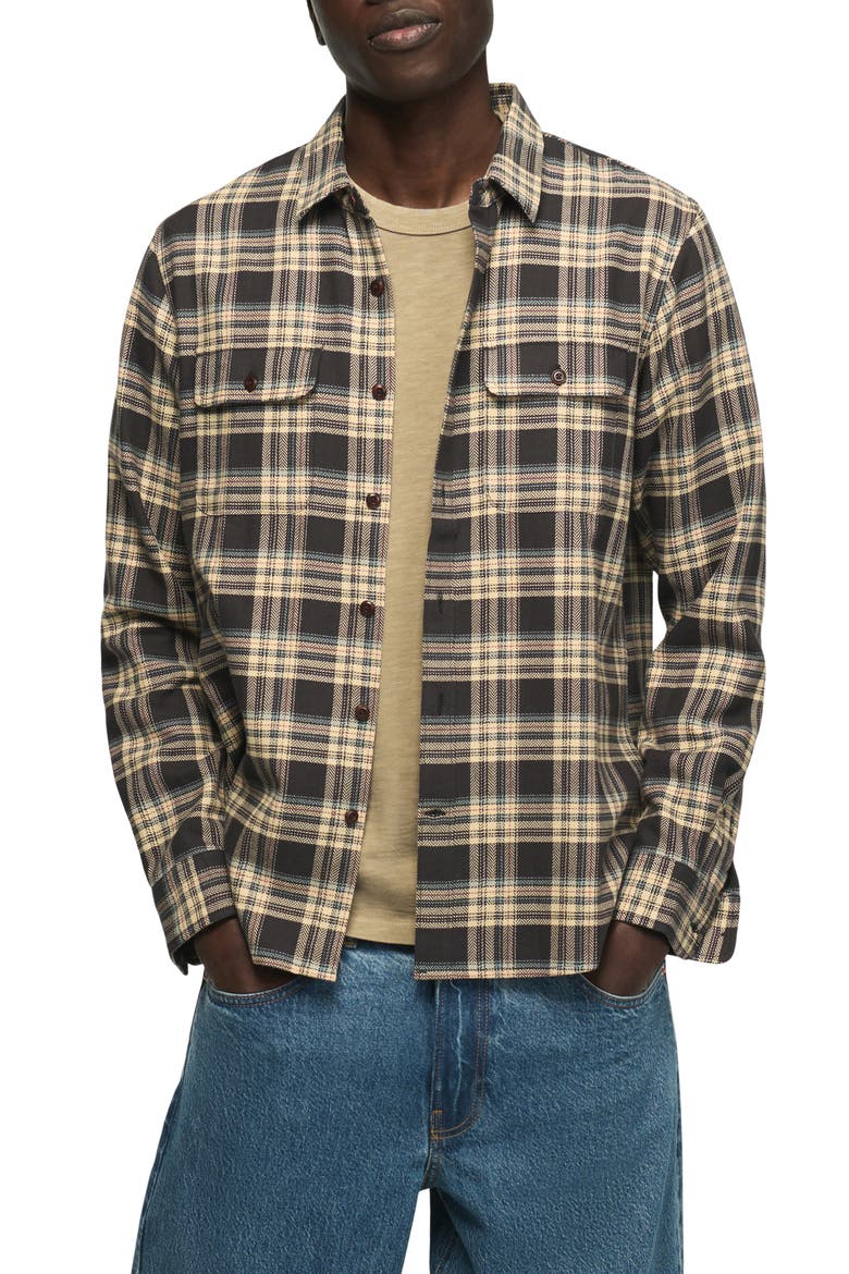 Humboldt Herringbone Button-Up Shirt, Main, color, BLACK MULTI PLAID