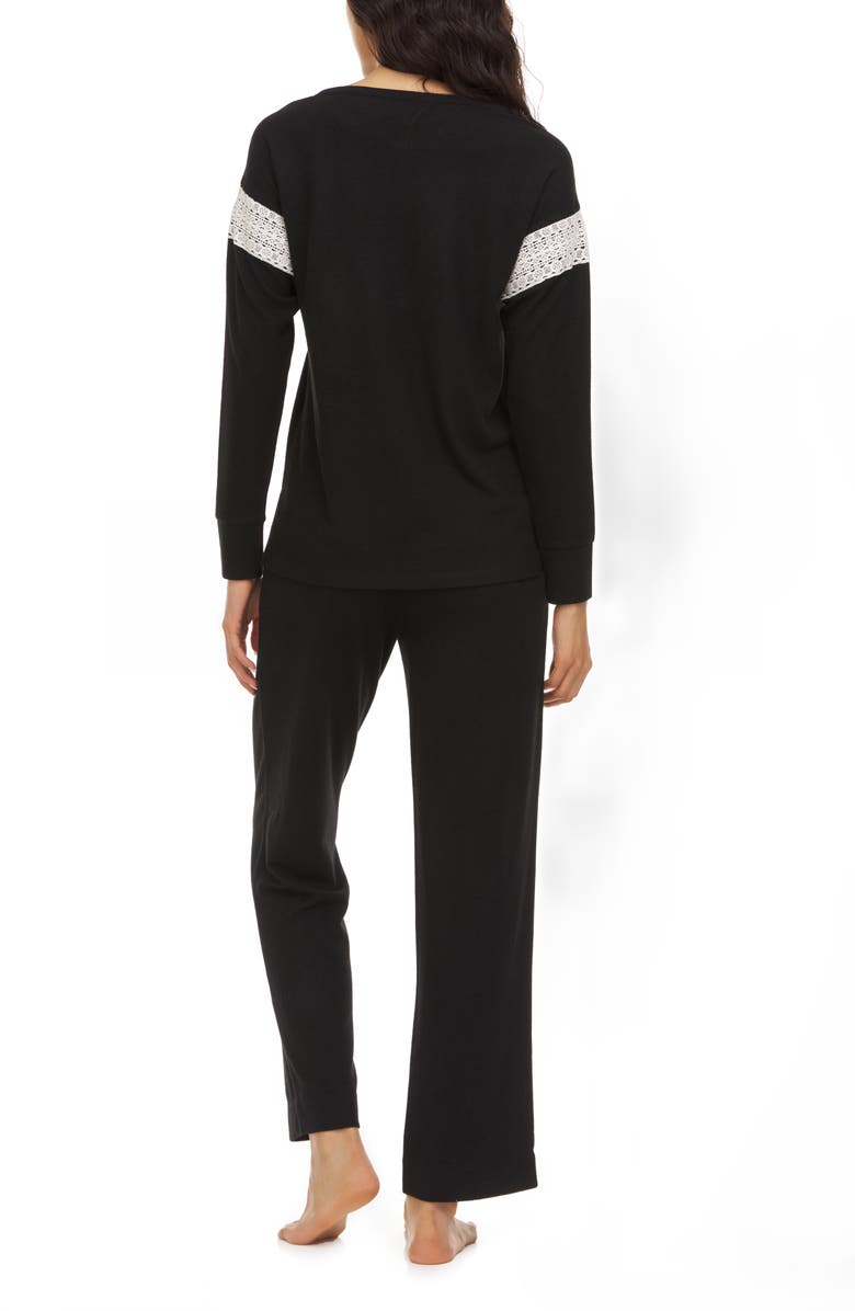 Flora Nikrooz FLORA BY FLORA NIKROOZ Alexandra Long Sleeve Top & Pants 2-Piece Pajama Set, Alternate, color, Black