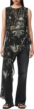 AllSaints Enola Asymmetric Tie Waist Top