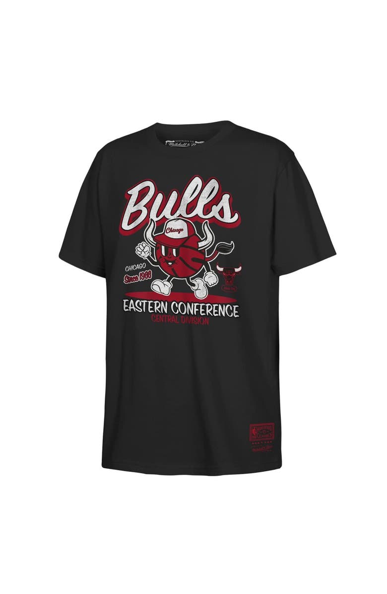 Mitchell & Ness Youth Mitchell & Ness Black Chicago Bulls Retro Mascot Script T-Shirt, Main, color, Black