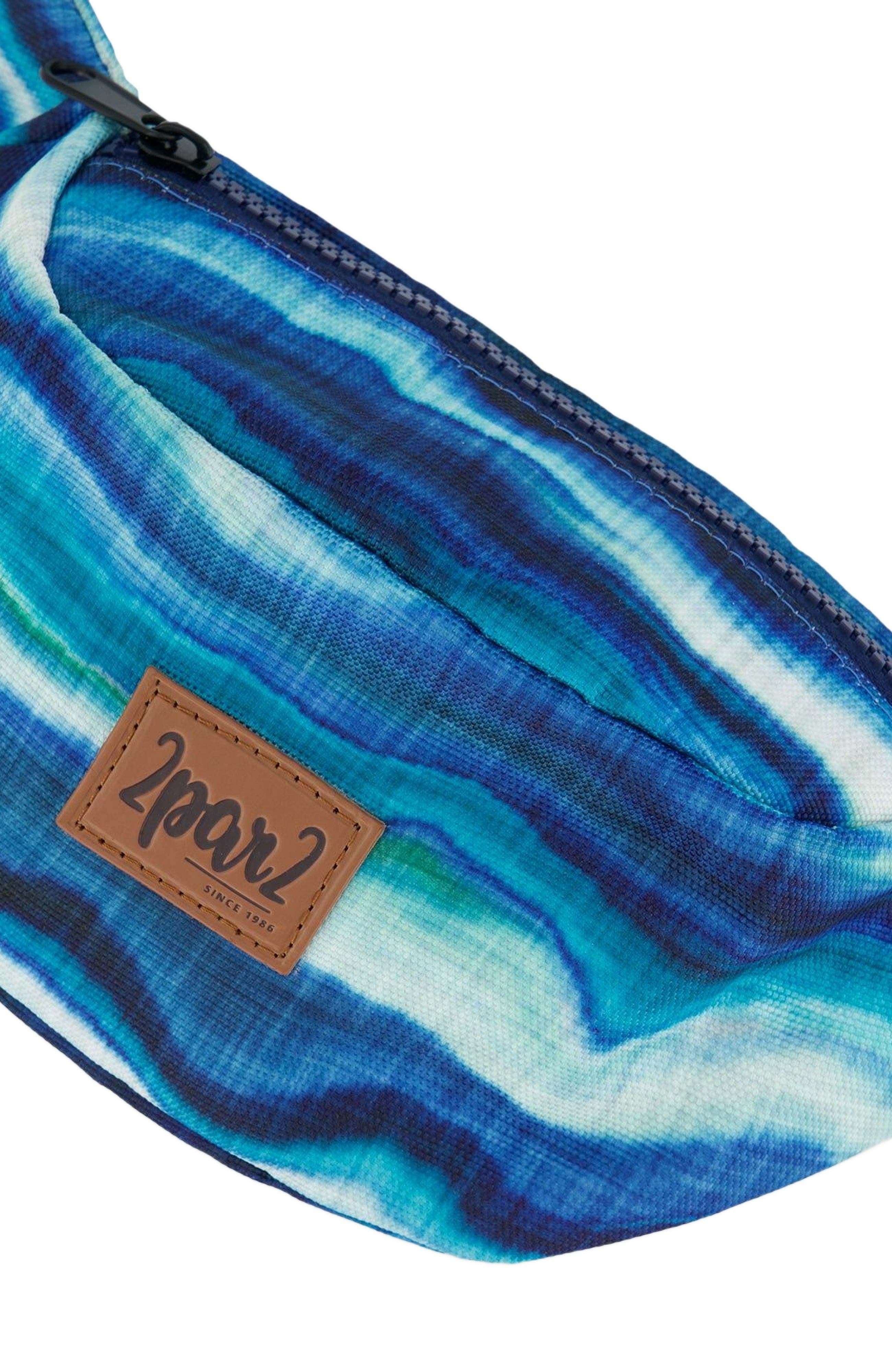 Deux par Deux Boy's Printed Fanny Pack Blue Wave And Black, Alternate, color, 